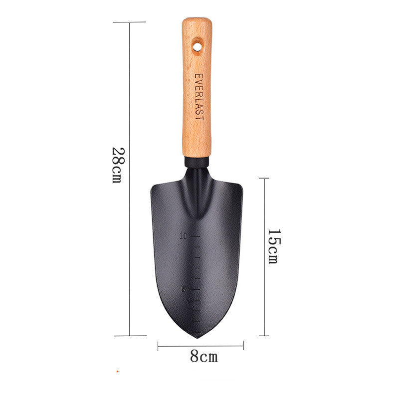 Premium Dual-Sized Garden Trowel Set – Durable Black Iron & Wooden Handles