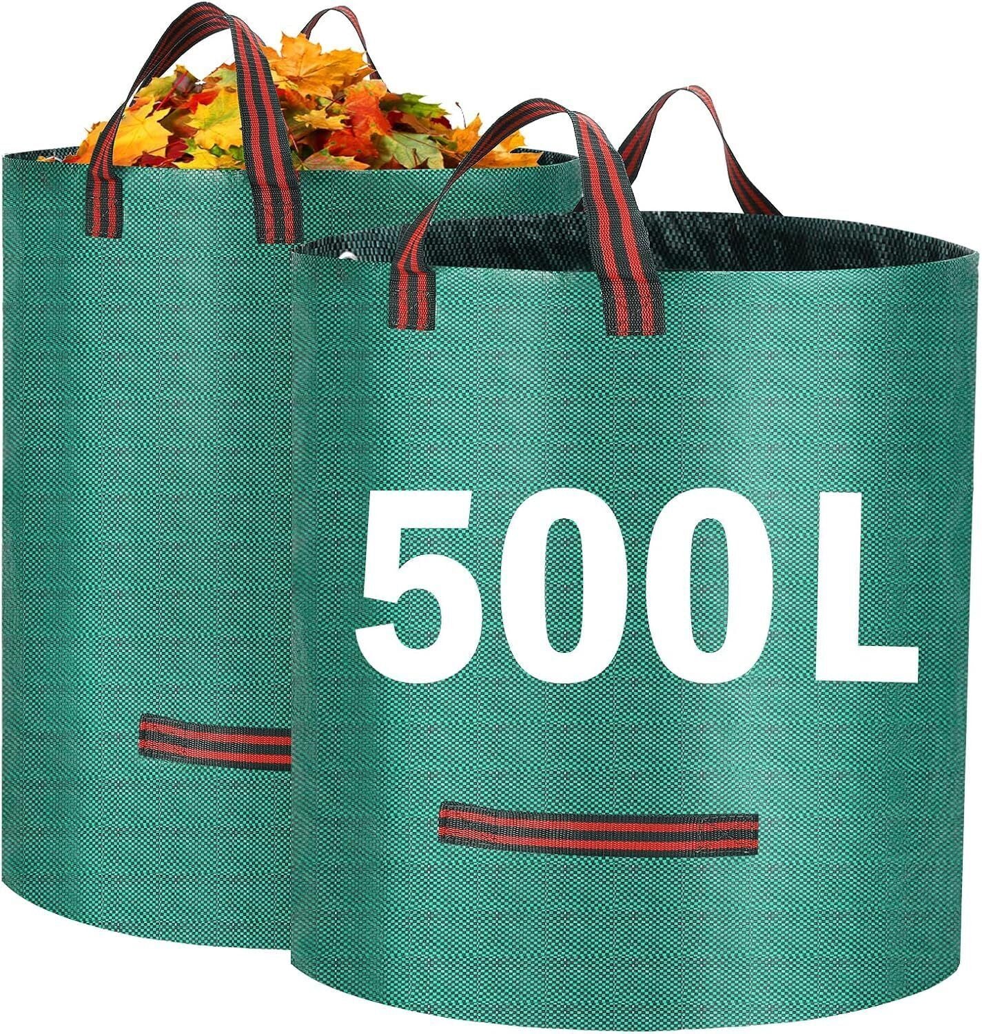 2x500L Heavy Duty Garden Waste Bags With Handles, Reusable Construction Bags UK