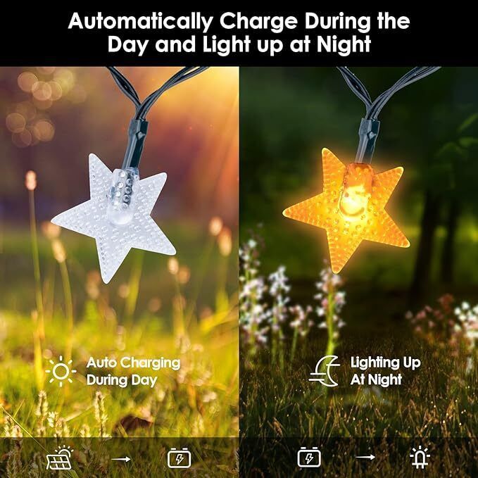 Solar Powered Star  LED Lights Waterproof Garden Outdoor Decor