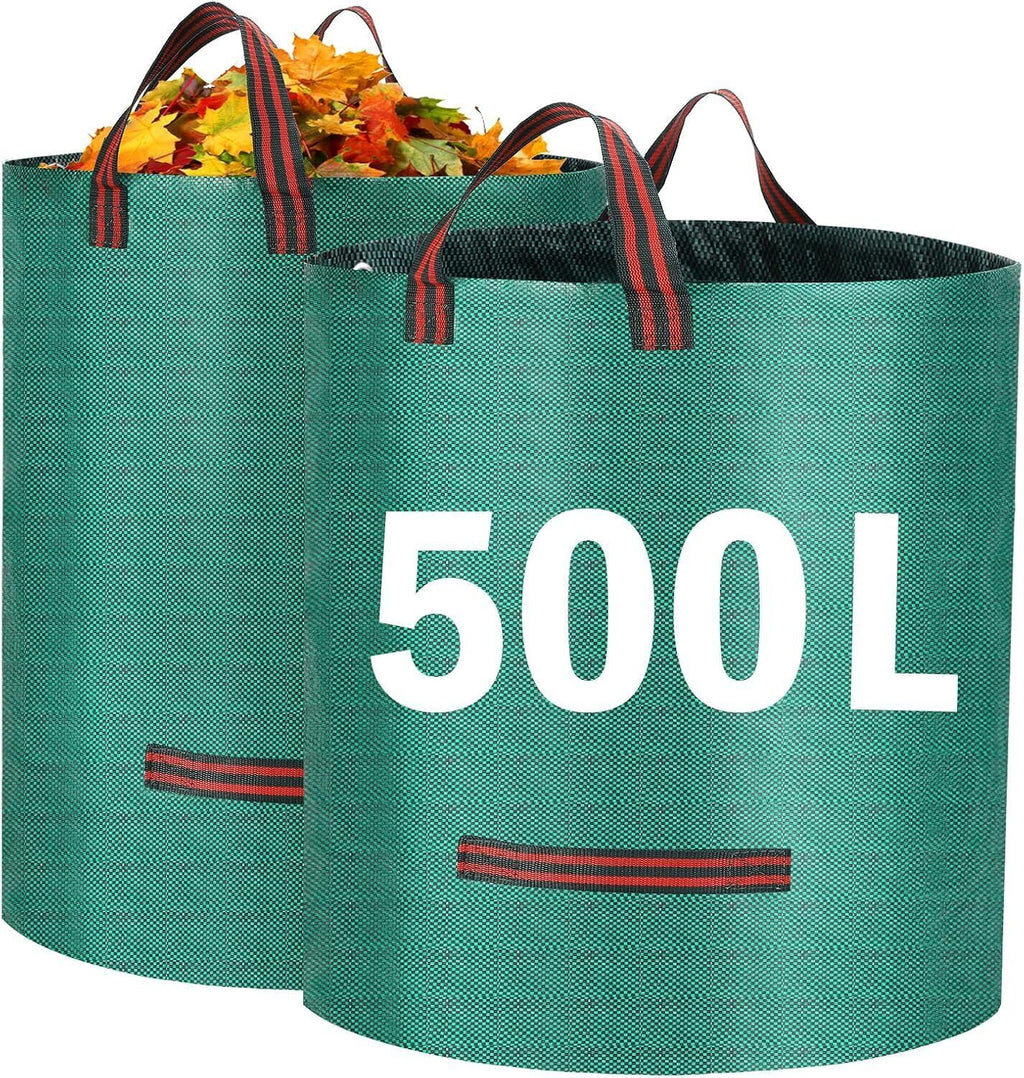 2x500L Heavy Duty Garden Waste Bags With Handles, Reusable Construction Bags UK