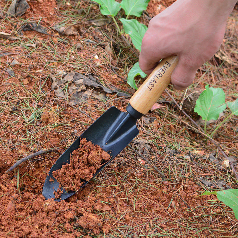 Premium Dual-Sized Garden Trowel Set – Durable Black Iron & Wooden Handles